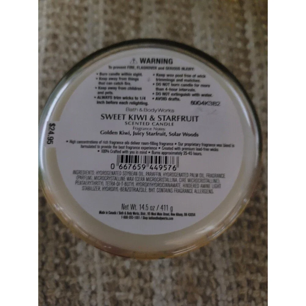 Sweet Kiwi & Starfruit - Bath and Body Works 3-wick Candle